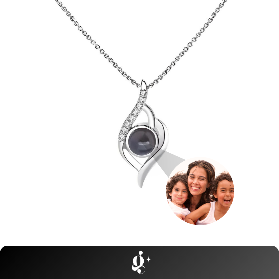 Personalized Photo Necklace Drop Love