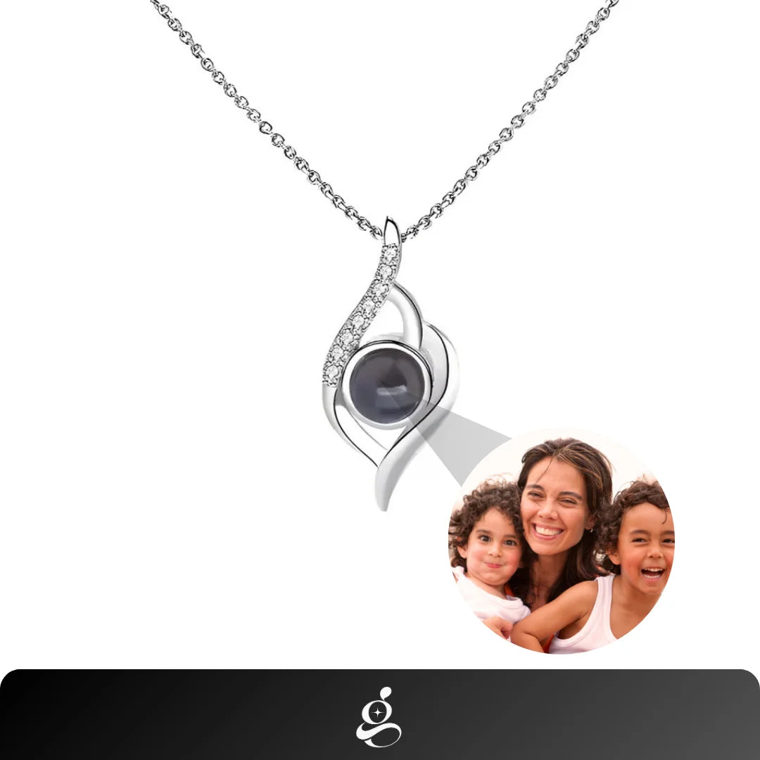 Personalized Photo Necklace Drop Love