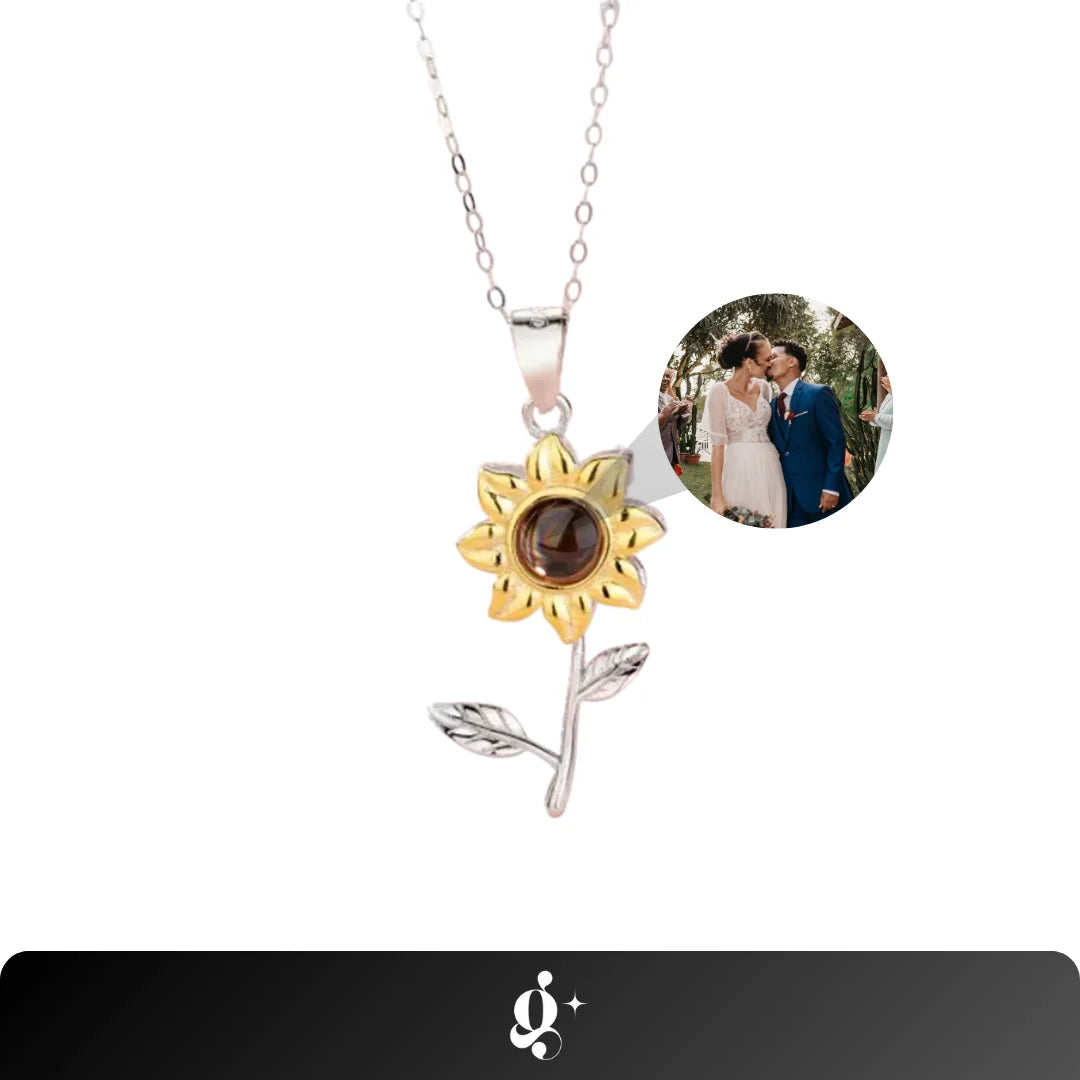 Personalized Photo Necklace Sunflower