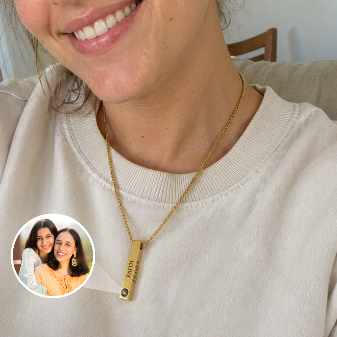 personalized photo and engraving bar necklace bar