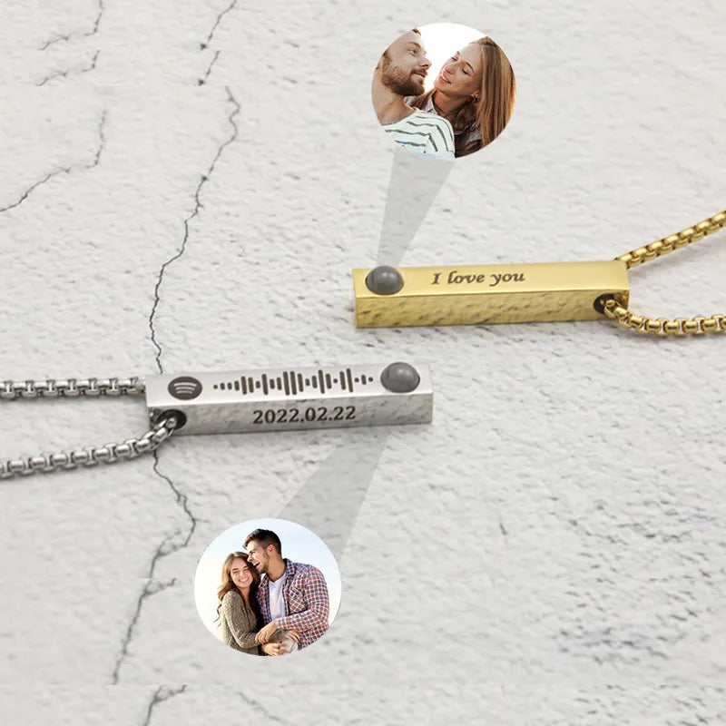 Personalized Photo and Engraving Necklace Bar