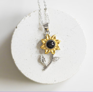 Personalized Photo Necklace Sunflower