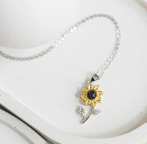 Personalized Photo Necklace Sunflower