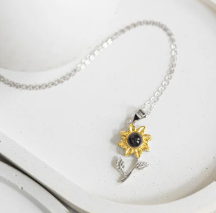 Personalized Photo Necklace Sunflower