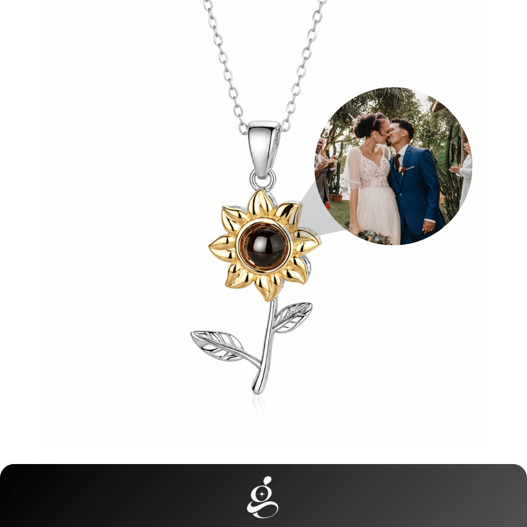 Personalized Photo Necklace Sunflower